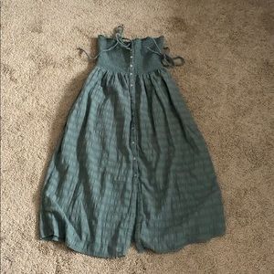 EUC Aerie Tie-Shoulder Smocked Midi Dress